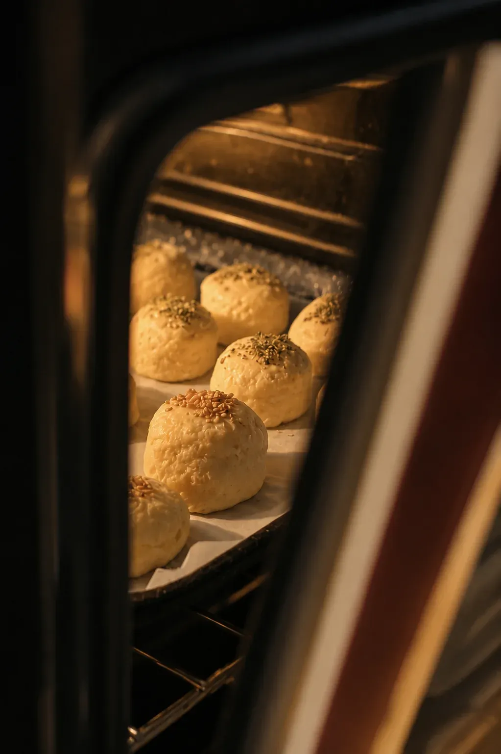 Scones de queso y sésamo en el horno